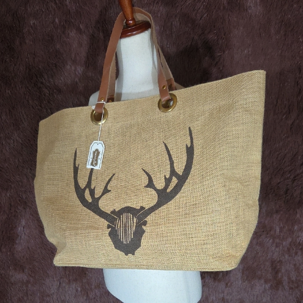Mud Pie Stag Horn Jute Tote
